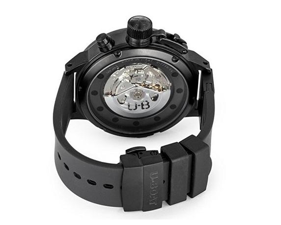 The stainless steel copy U-Boat 1090 watches have black rubber straps.