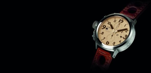 The steel replica watches have brown calf leather straps.