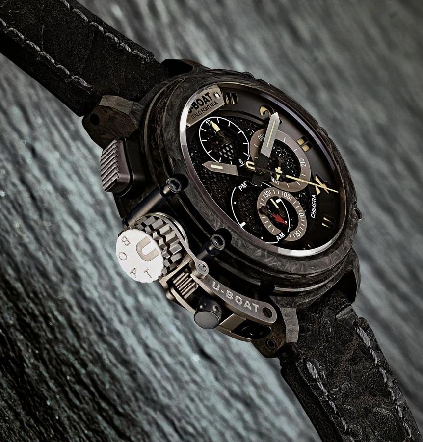 The 47 mm replica watch has grey strap.