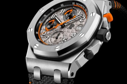 Audemars Piguet Royal Oak Offshore with orange dial accents used for replica watch comparison