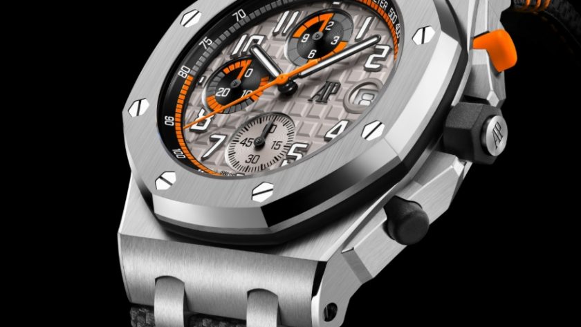 Audemars Piguet Royal Oak Offshore with orange dial accents used for replica watch comparison