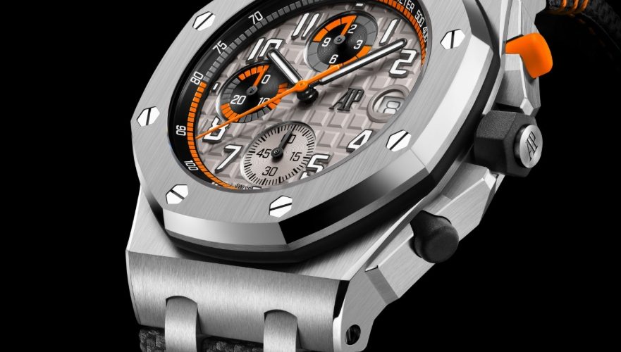 Audemars Piguet Royal Oak Offshore with orange dial accents used for replica watch comparison